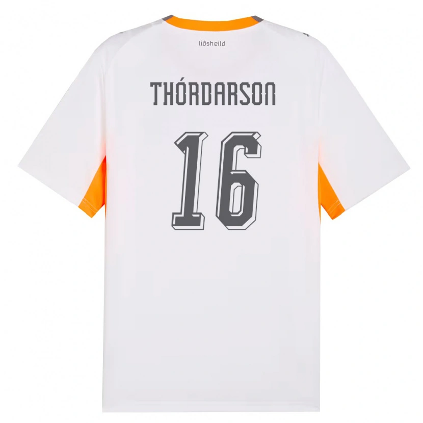 Danxen Women Iceland Gísli Thórdarson #16 White Orange Gray Away Jersey 26-28 T-Shirt