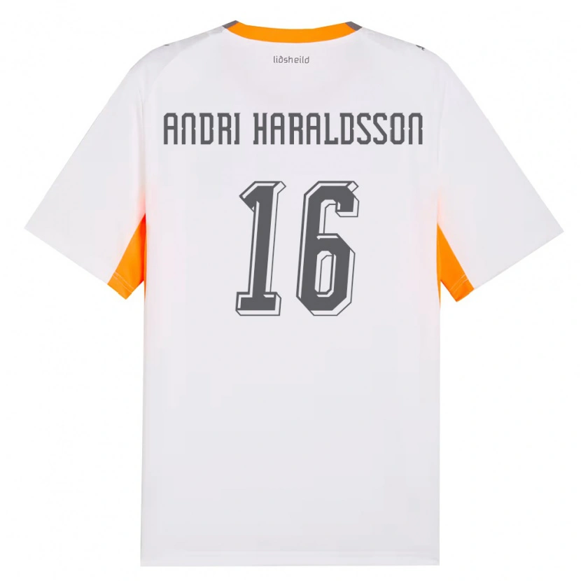 Danxen Women Iceland Haukur Andri Haraldsson #16 White Orange Gray Away Jersey 26-28 T-Shirt