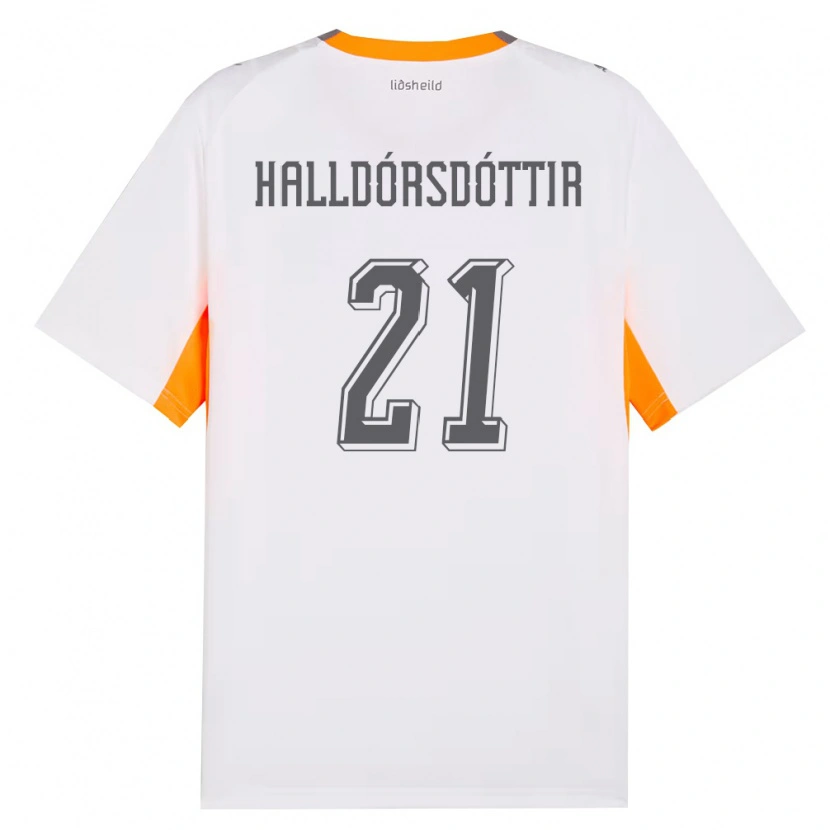 Danxen Women Iceland Hafrún Rakel Halldórsdóttir #21 White Orange Gray Away Jersey 26-28 T-Shirt