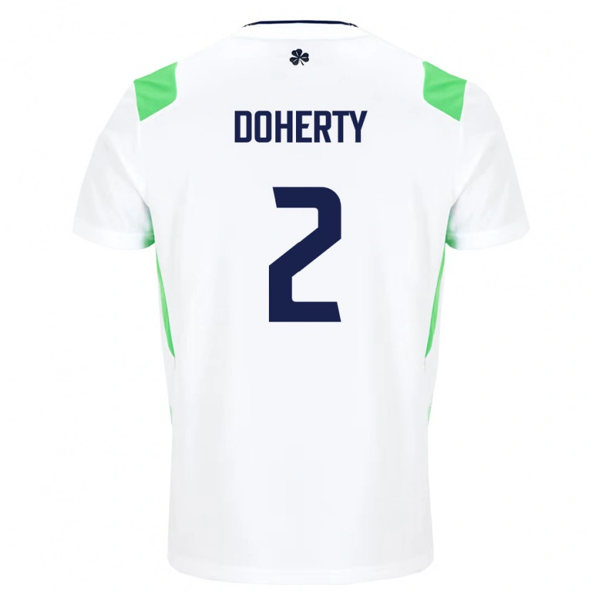Danxen Women Ireland Matt Doherty #2 White Light Green Away Jersey 26-28 T-Shirt