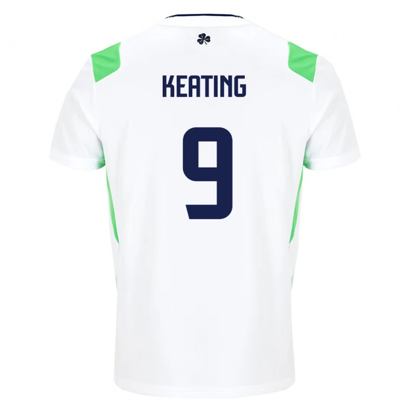 Danxen Women Ireland Ronan Keating #9 White Light Green Away Jersey 26-28 T-Shirt