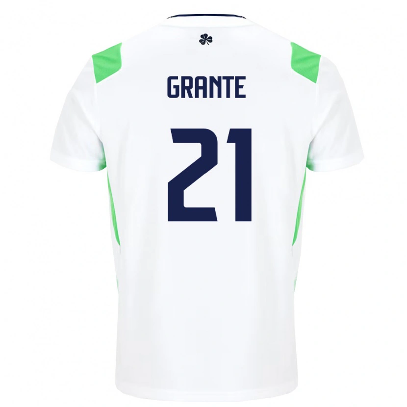 Danxen Women Ireland Jake Grante #21 White Light Green Away Jersey 26-28 T-Shirt
