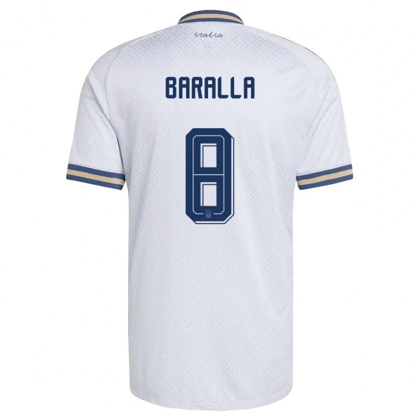 Danxen Women Italy Alessio Baralla #8 Off-White Navy Gold Away Jersey 26-28 T-Shirt