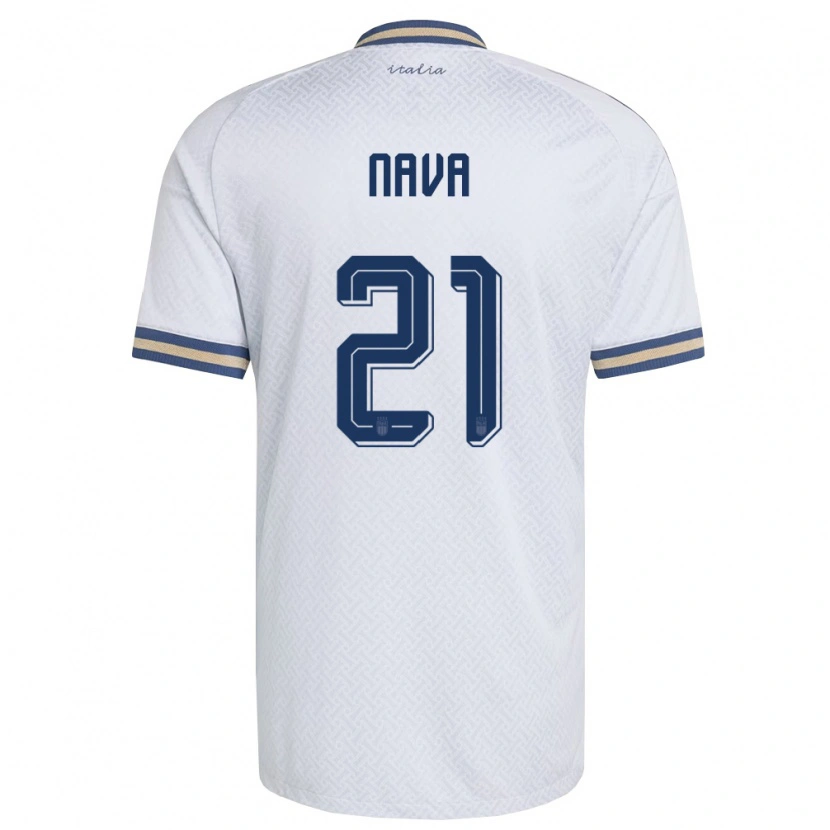 Danxen Women Italy Sebastiano Nava #21 Off-White Navy Gold Away Jersey 26-28 T-Shirt