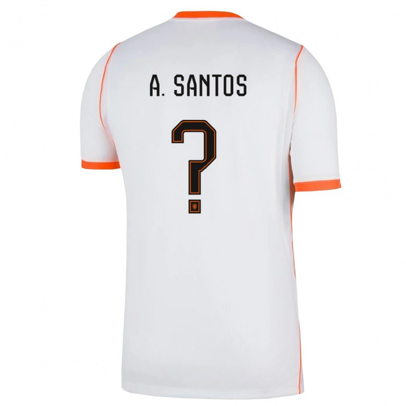 Danxen Women Netherlands Adam Daniel Dos Santos #0 White Orange Away Jersey 26-28 T-Shirt