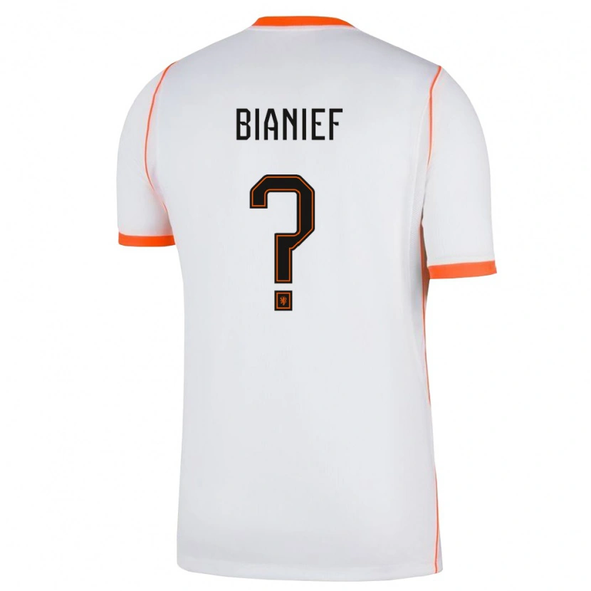 Danxen Women Netherlands Bianief Peters #0 White Orange Away Jersey 26-28 T-Shirt