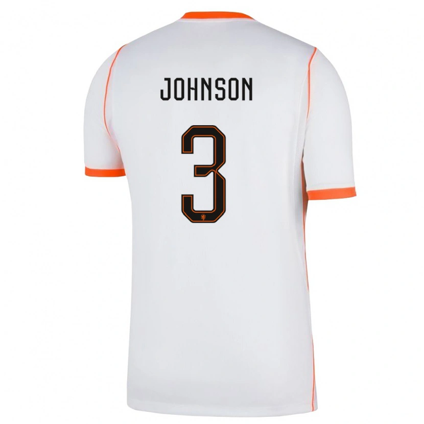 Danxen Women Netherlands Jinairo Johnson #3 White Orange Away Jersey 26-28 T-Shirt