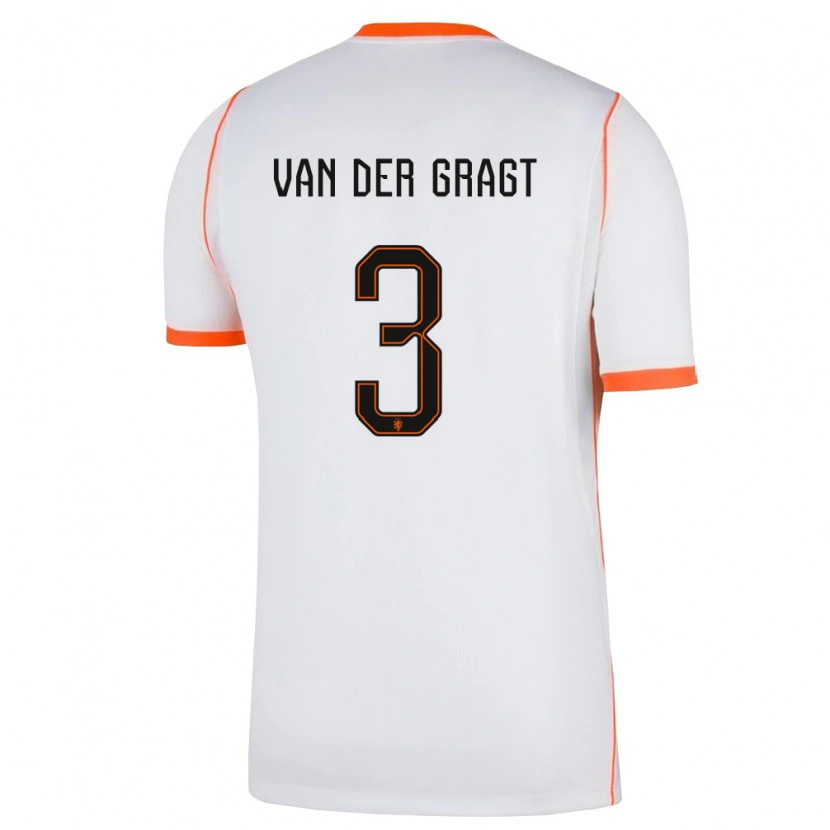 Danxen Women Netherlands Stefanie Van Der Gragt #3 White Orange Away Jersey 26-28 T-Shirt