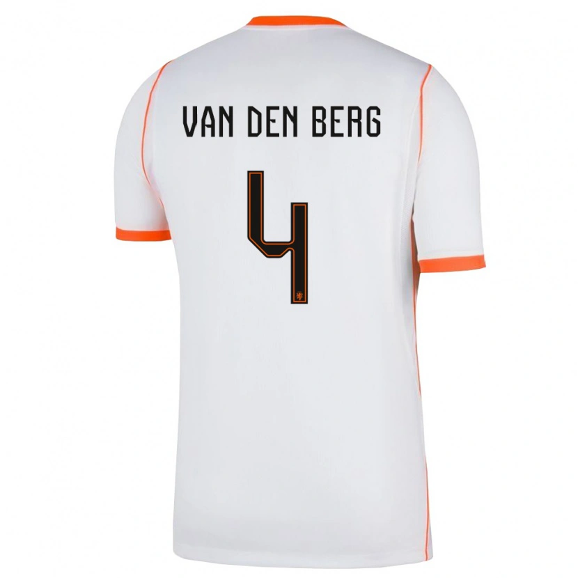 Danxen Women Netherlands Rav Van Den Berg #4 White Orange Away Jersey 26-28 T-Shirt