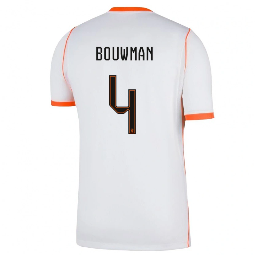 Danxen Women Netherlands Aaron Bouwman #4 White Orange Away Jersey 26-28 T-Shirt