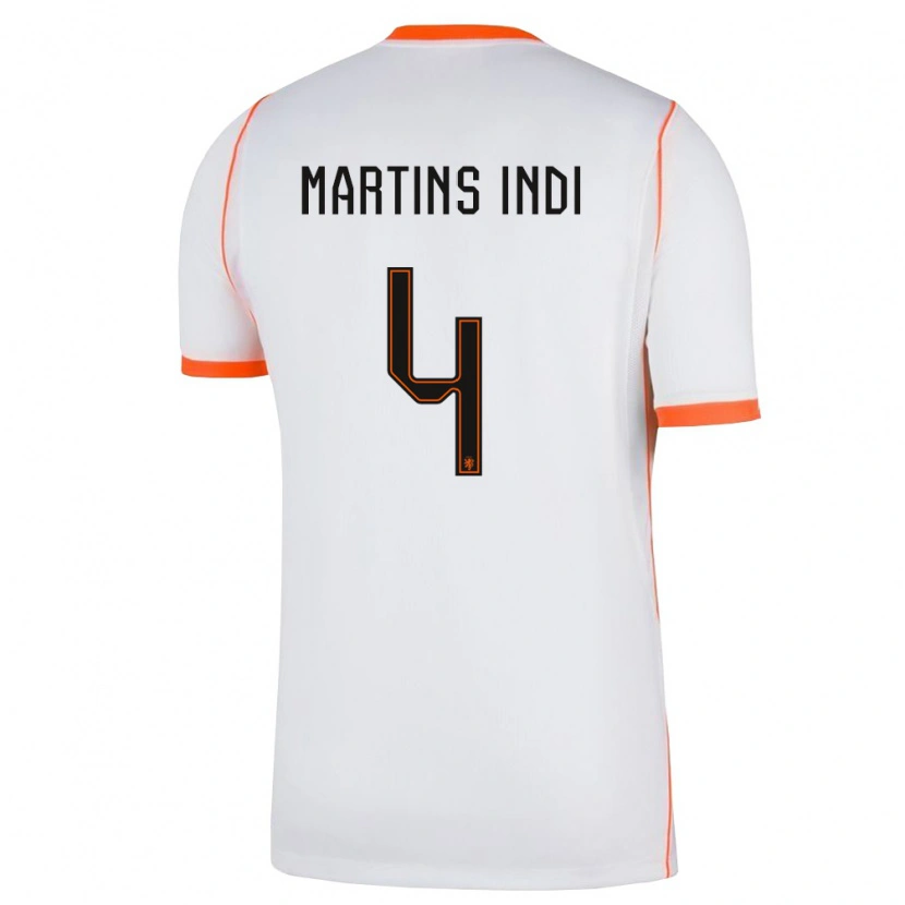 Danxen Women Netherlands Bruno Martins Indi #4 White Orange Away Jersey 26-28 T-Shirt