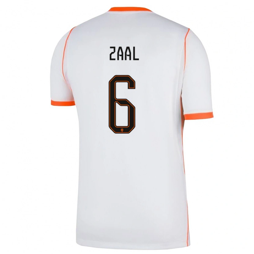 Danxen Women Netherlands Timo Zaal #6 White Orange Away Jersey 26-28 T-Shirt