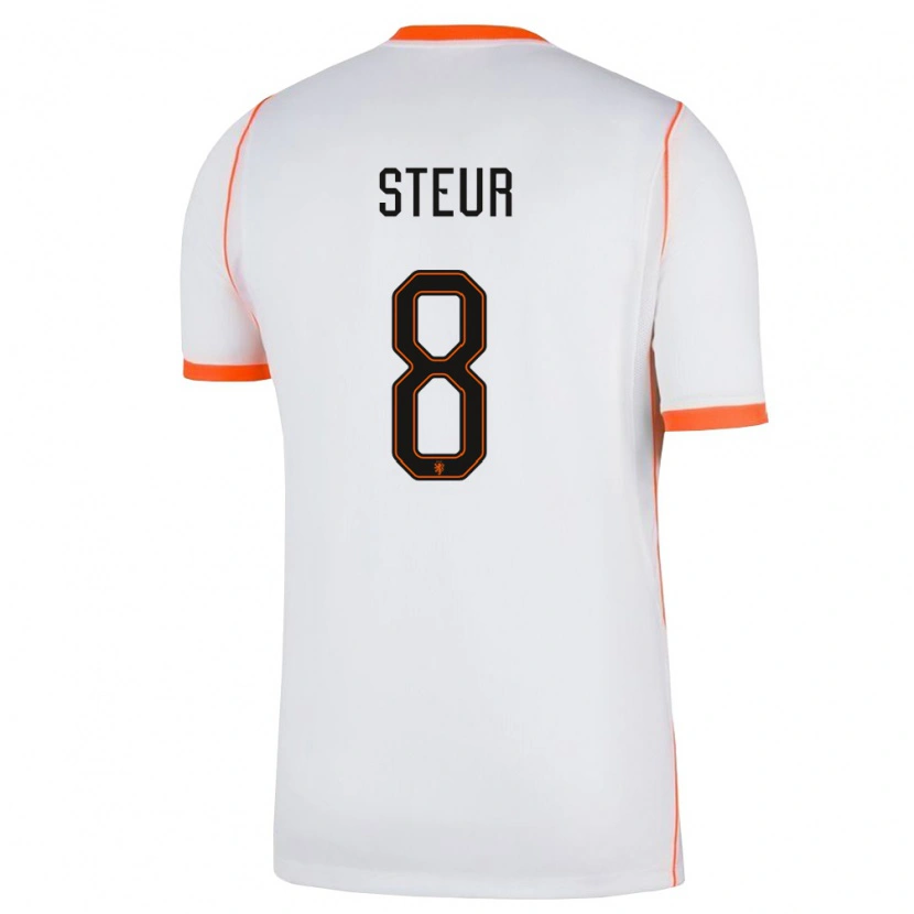 Danxen Women Netherlands Sean Steur #8 White Orange Away Jersey 26-28 T-Shirt