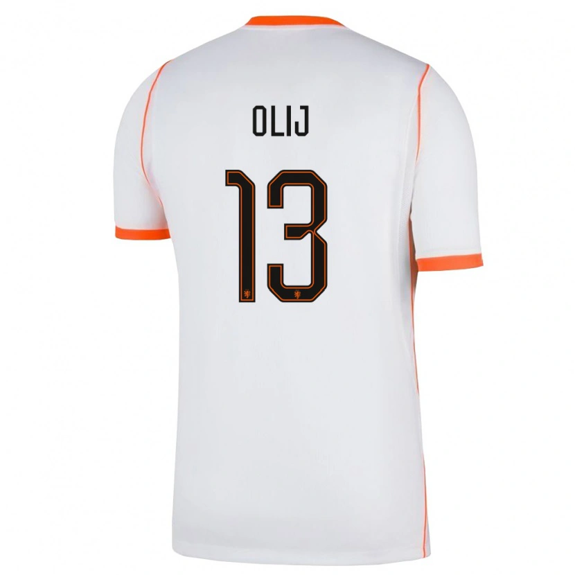 Danxen Women Netherlands Nick Olij #13 White Orange Away Jersey 26-28 T-Shirt
