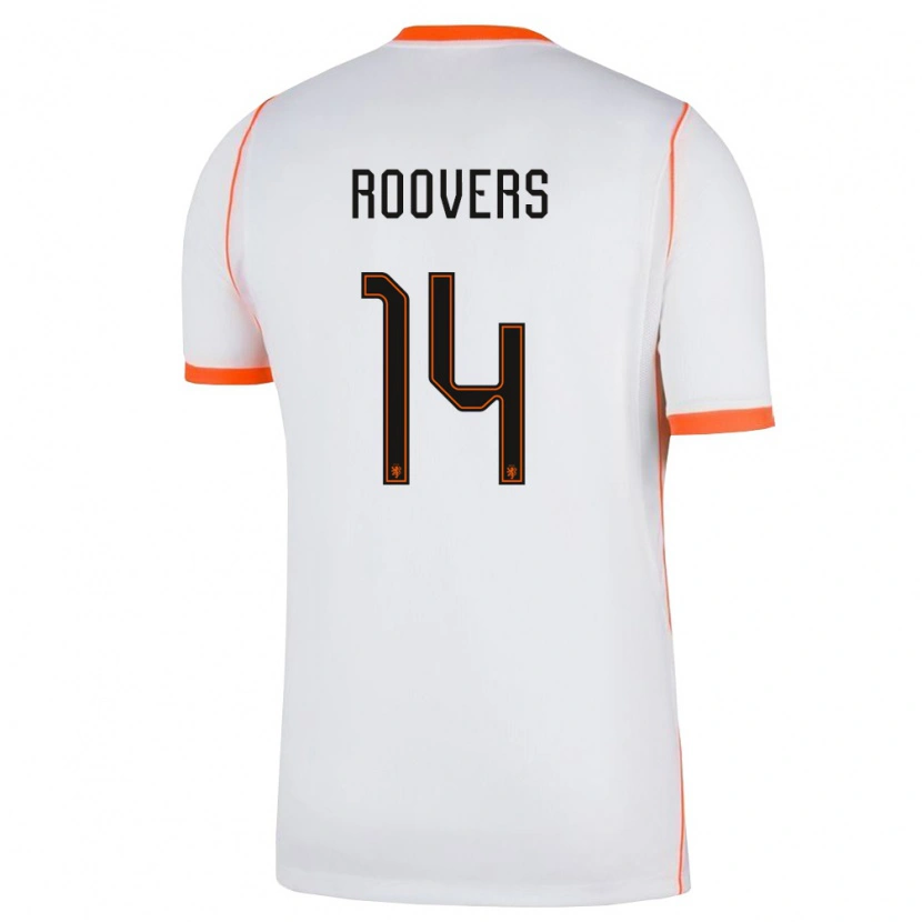 Danxen Women Netherlands Sam Roovers #14 White Orange Away Jersey 26-28 T-Shirt