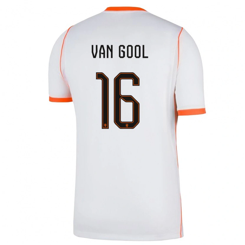 Danxen Women Netherlands Sydney Van Gool #16 White Orange Away Jersey 26-28 T-Shirt