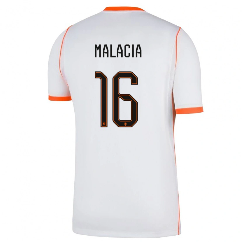 Danxen Women Netherlands Tyrell Malacia #16 White Orange Away Jersey 26-28 T-Shirt