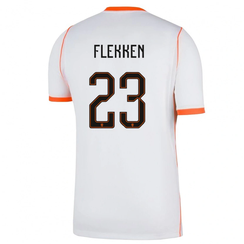 Danxen Women Netherlands Mark Flekken #23 White Orange Away Jersey 26-28 T-Shirt