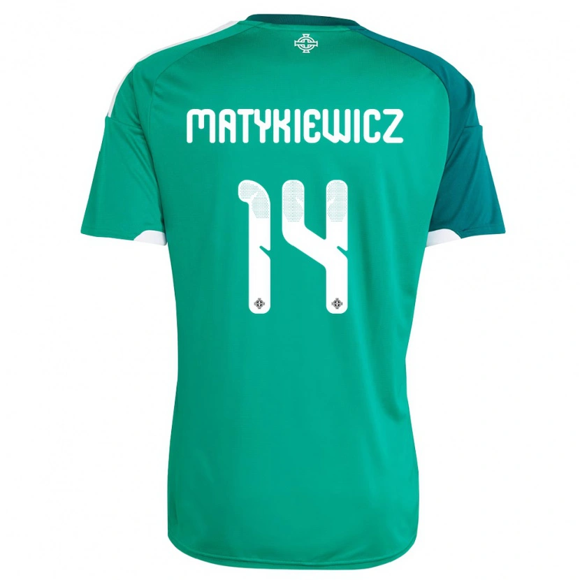 Danxen Kid Northern Ireland Luke Matykiewicz #14 Green White Home Jersey 26-28 T-Shirt