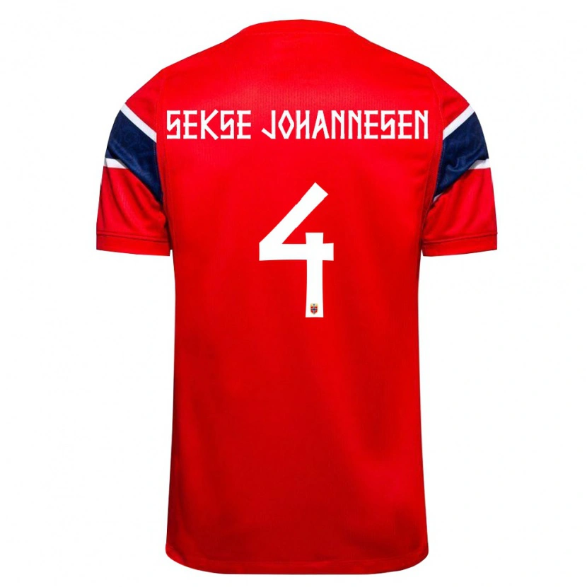 Danxen Kid Norway Mats Sekse Johannesen #4 Red Navy White Home Jersey 26-28 T-Shirt