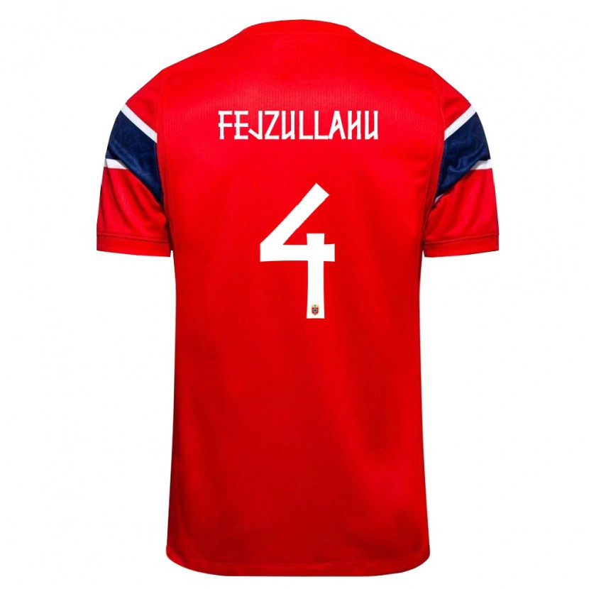 Danxen Kid Norway Arigon Fejzullahu #4 Red Navy White Home Jersey 26-28 T-Shirt