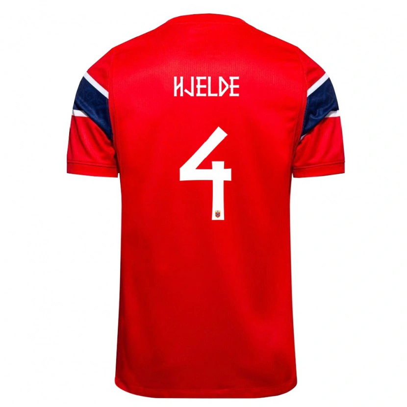 Danxen Kid Norway Leo Fuhr Hjelde #4 Red Navy White Home Jersey 26-28 T-Shirt