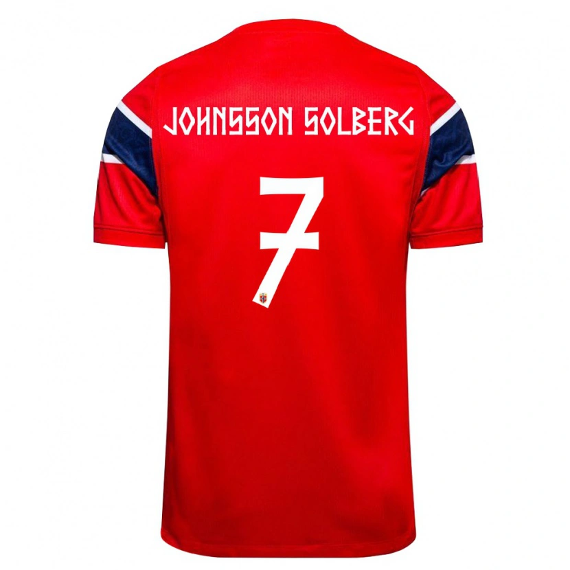 Danxen Kid Norway Jesper Johnsson Solberg #7 Red Navy White Home Jersey 26-28 T-Shirt