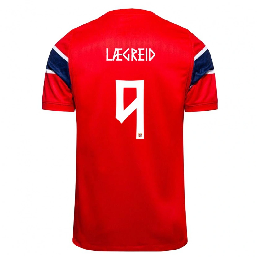 Danxen Kid Norway Julian Lægreid #9 Red Navy White Home Jersey 26-28 T-Shirt