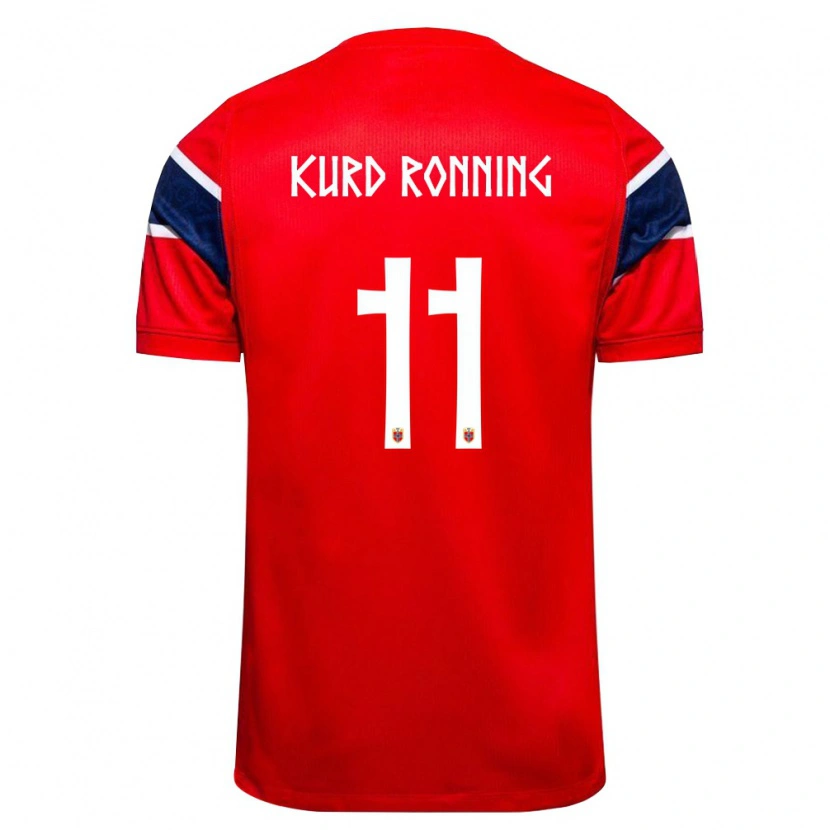 Danxen Kid Norway Adrian Kurd Rønning #11 Red Navy White Home Jersey 26-28 T-Shirt