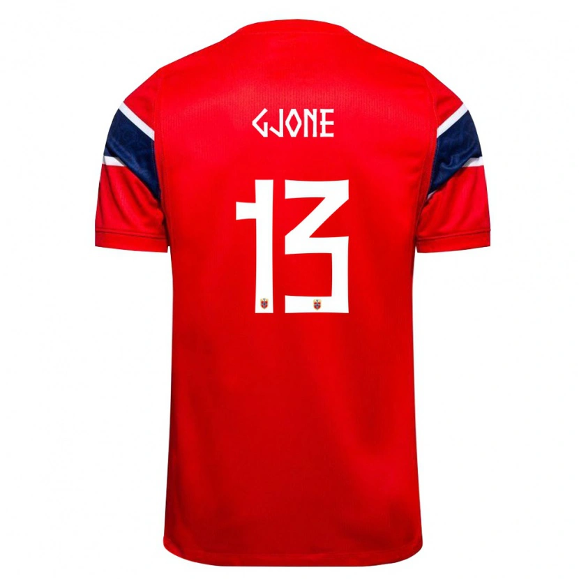Danxen Kid Norway Martin Gjone #13 Red Navy White Home Jersey 26-28 T-Shirt