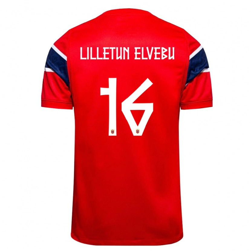 Danxen Kid Norway Aleksander Lilletun Elvebu #16 Red Navy White Home Jersey 26-28 T-Shirt
