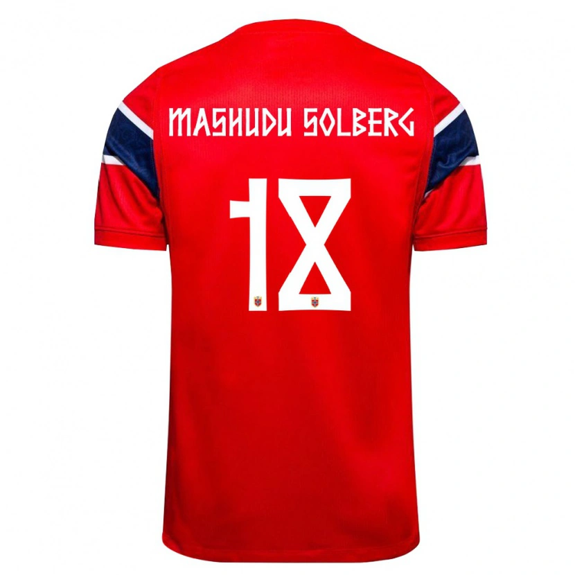 Danxen Kid Norway Mathias Mashudu Solberg #18 Red Navy White Home Jersey 26-28 T-Shirt