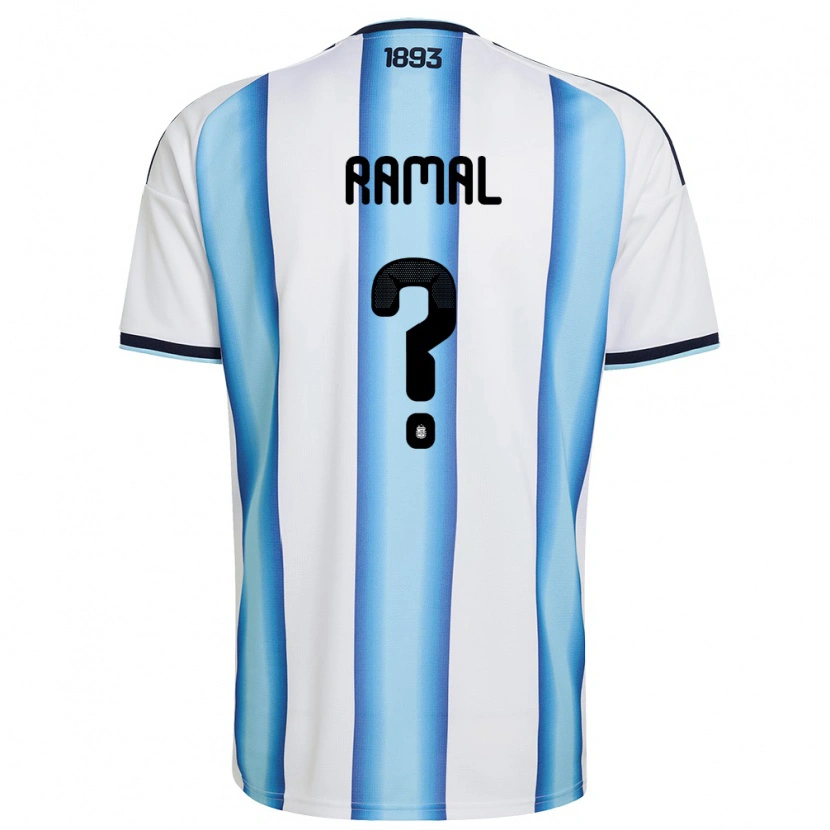 Danxen Kid Argentina Valentino Ramal #0 White Sky Blue Navy Home Jersey 26-28 T-Shirt
