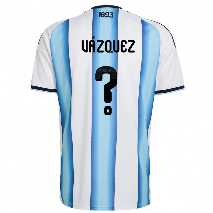 Danxen Kid Argentina Franco Vázquez #0 White Sky Blue Navy Home Jersey 26-28 T-Shirt