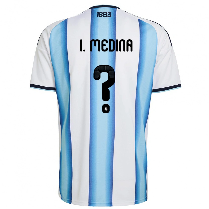 Danxen Kid Argentina Iván Medina #0 White Sky Blue Navy Home Jersey 26-28 T-Shirt