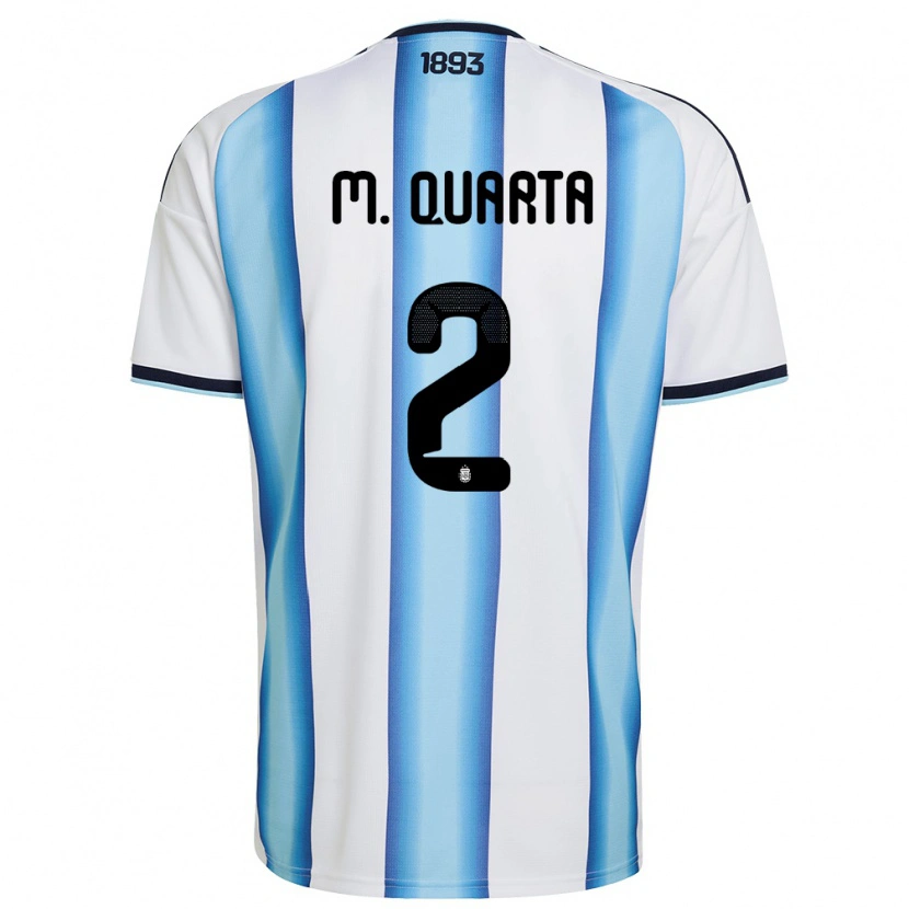 Danxen Kid Argentina Lucas Martínez Quarta #2 White Sky Blue Navy Home Jersey 26-28 T-Shirt