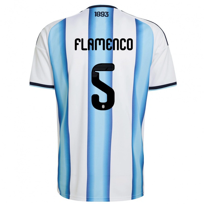 Danxen Kid Argentina Nahuel Flamenco #5 White Sky Blue Navy Home Jersey 26-28 T-Shirt