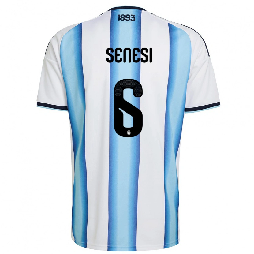 Danxen Kid Argentina Marcos Senesi #6 White Sky Blue Navy Home Jersey 26-28 T-Shirt