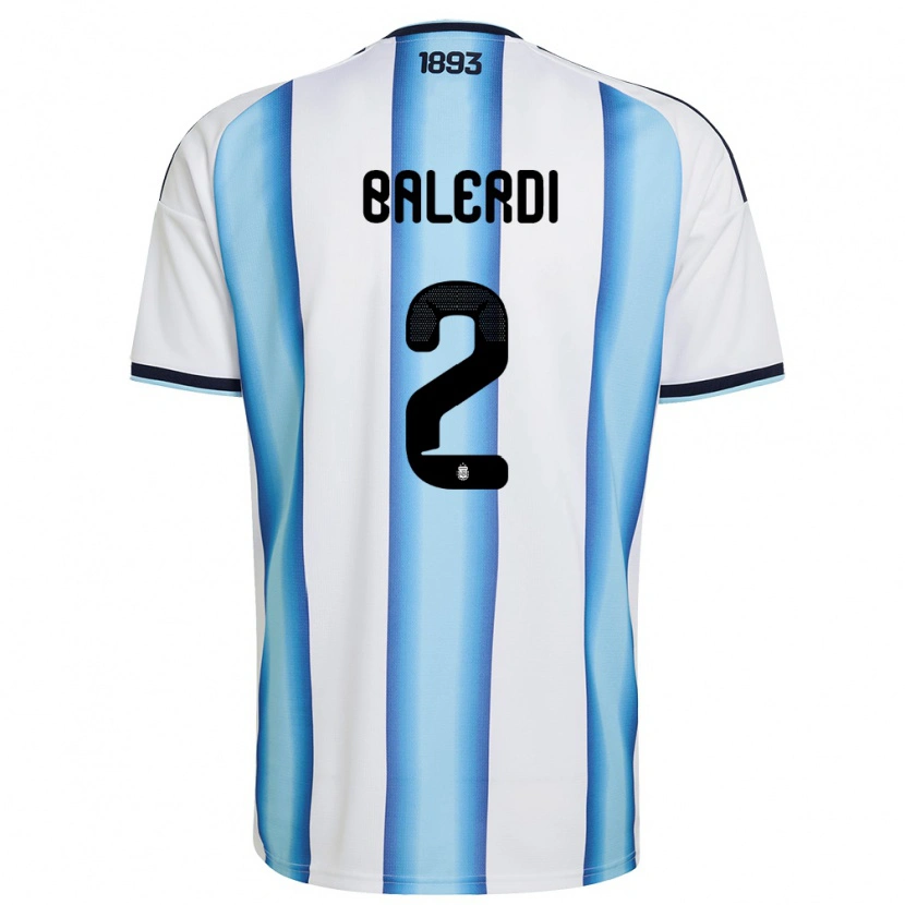Danxen Kid Argentina Leonardo Balerdi #2 White Sky Blue Navy Home Jersey 26-28 T-Shirt