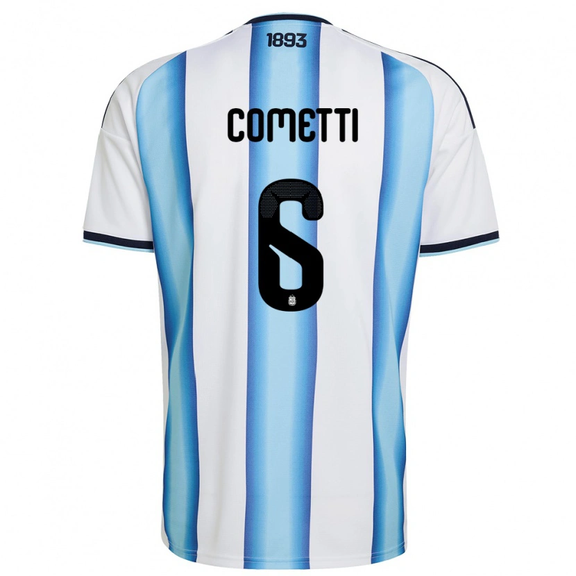 Danxen Kid Argentina Aldana Cometti #6 White Sky Blue Navy Home Jersey 26-28 T-Shirt