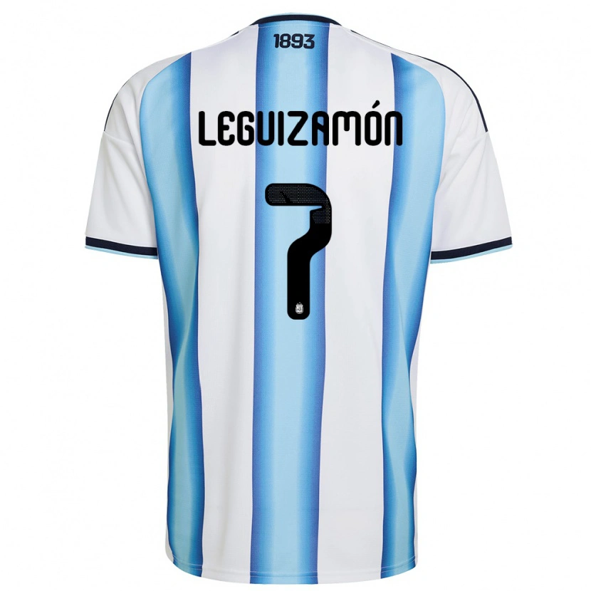 Danxen Kid Argentina Luciano Leguizamón #7 White Sky Blue Navy Home Jersey 26-28 T-Shirt