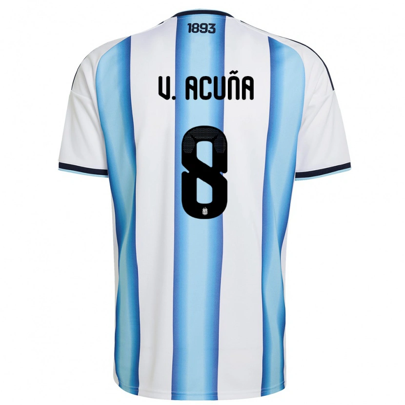 Danxen Kid Argentina Valentino Acuña #8 White Sky Blue Navy Home Jersey 26-28 T-Shirt