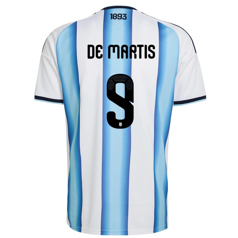 Danxen Kid Argentina Thomás De Martis #9 White Sky Blue Navy Home Jersey 26-28 T-Shirt