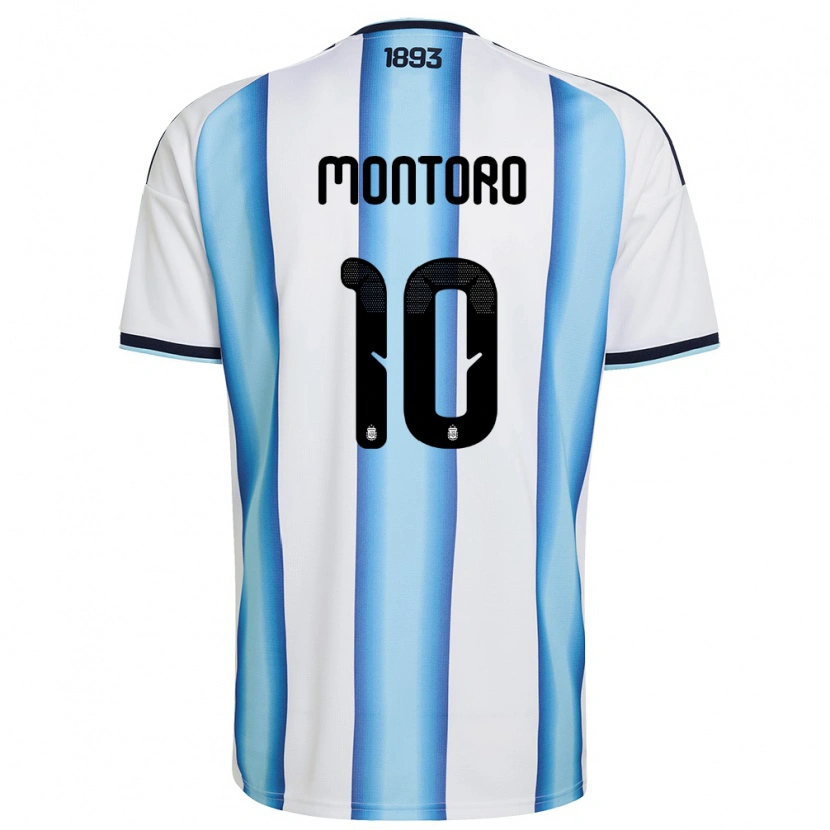 Danxen Kid Argentina Álvaro Montoro #10 White Sky Blue Navy Home Jersey 26-28 T-Shirt