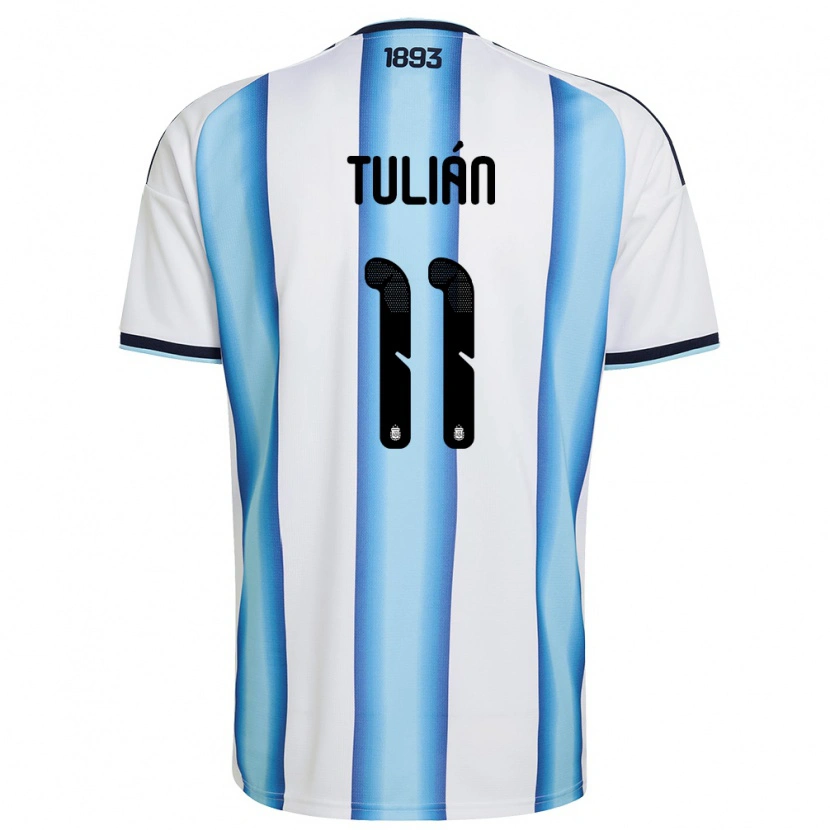 Danxen Kid Argentina Ramiro Tulián #11 White Sky Blue Navy Home Jersey 26-28 T-Shirt