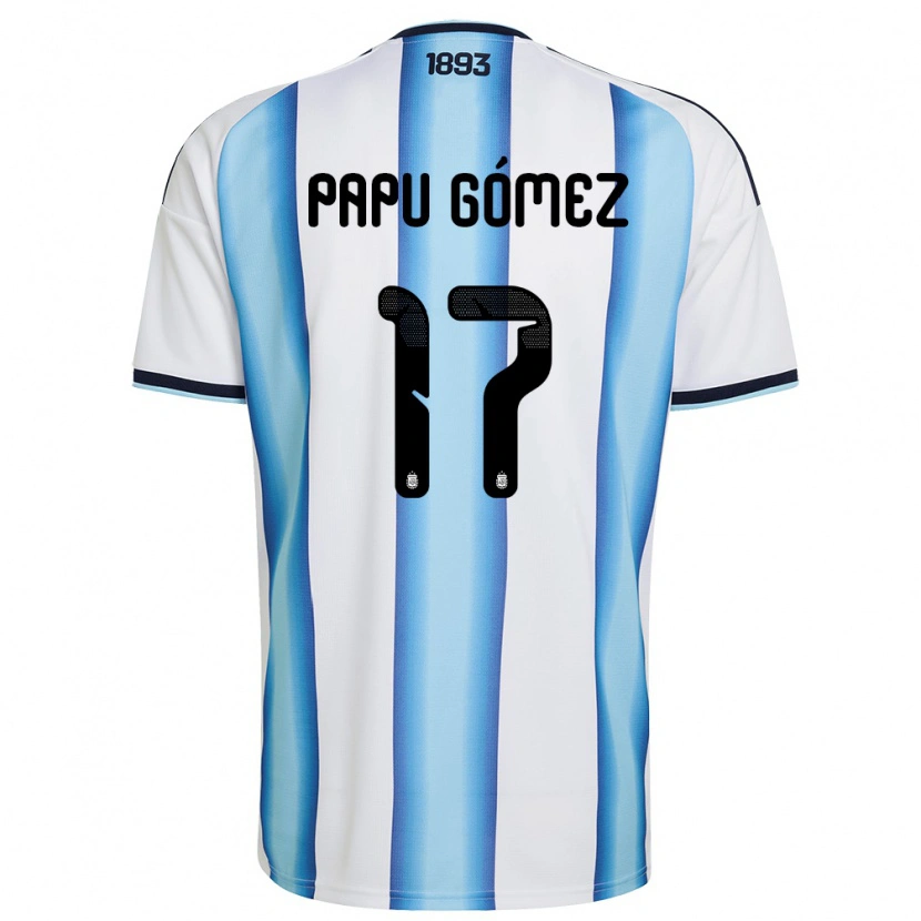 Danxen Kid Argentina Papu Gomez #17 White Sky Blue Navy Home Jersey 26-28 T-Shirt