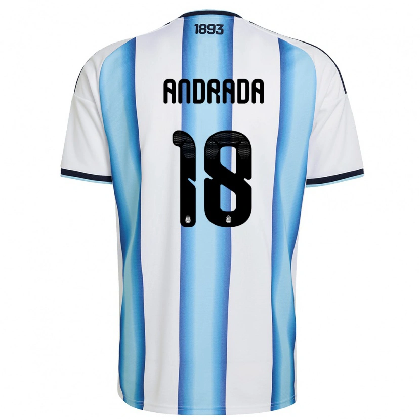 Danxen Kid Argentina Tobías Andrada #18 White Sky Blue Navy Home Jersey 26-28 T-Shirt