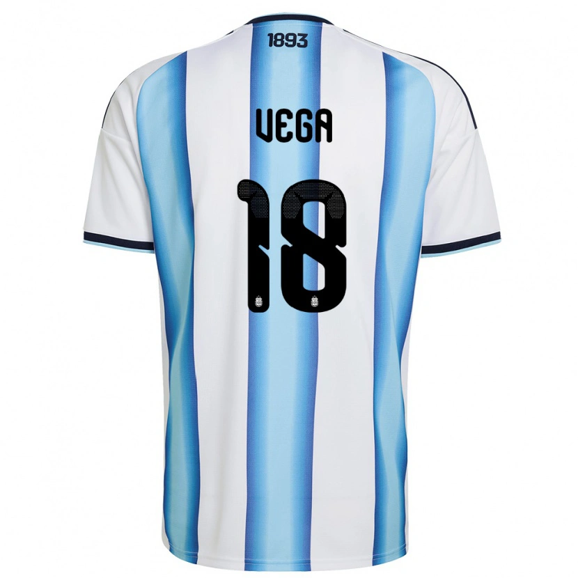 Danxen Kid Argentina Gonzalo Vega #18 White Sky Blue Navy Home Jersey 26-28 T-Shirt