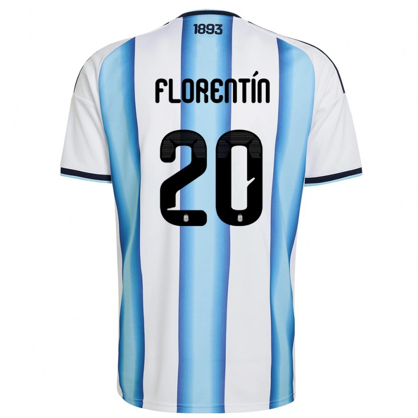Danxen Kid Argentina Ciro Florentín #20 White Sky Blue Navy Home Jersey 26-28 T-Shirt