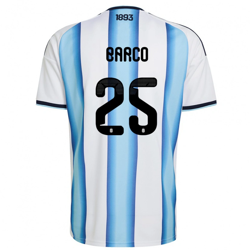 Danxen Kid Argentina Valentín Barco #25 White Sky Blue Navy Home Jersey 26-28 T-Shirt